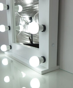 Spiegel mit Beleuchtung, Theaterspiegel, 80x60cm, weiss, 12 Lampen, modern und klassisch schön, edel und schlicht.